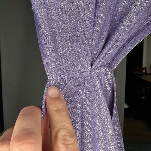 Bronx and Banco Amara Lilac Shimmer Cutout Shoulder Pad Fitted Gown Dress size 4 - Picture 16 of 16